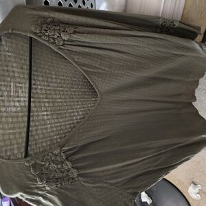 Olive Green Lace Accent Top